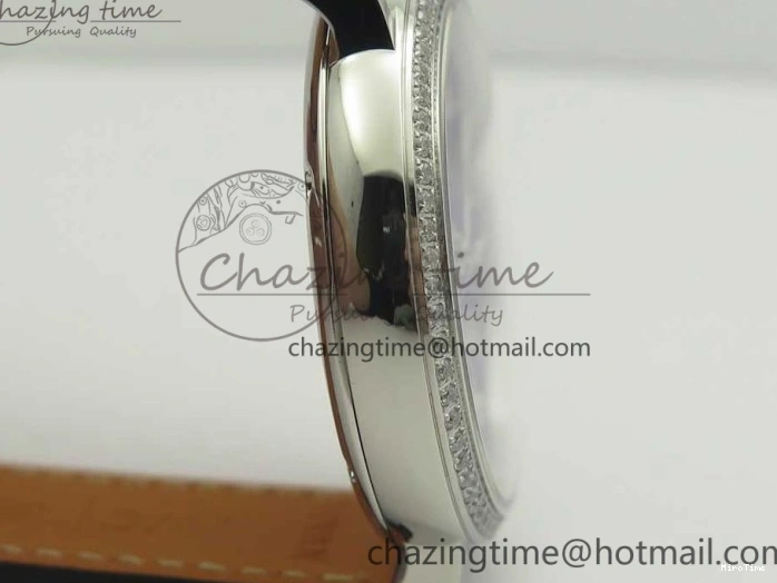 MIROTIME 0210 Fashionable Portofino IW458101 Diamond Bezel SS MK 1:1 Best Edition Blue Dial On Blue Leather Strap MIYOTA 7169